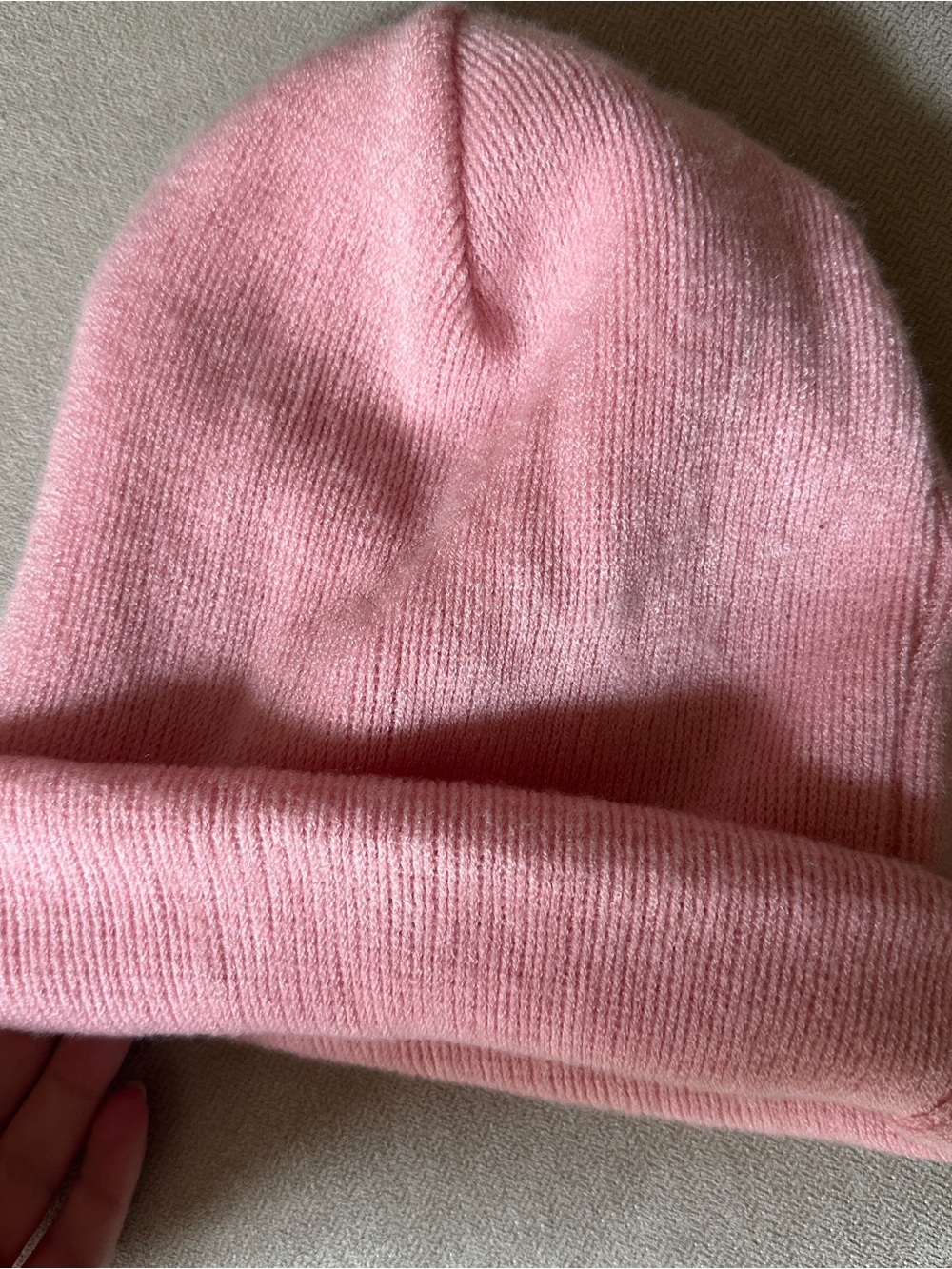 Echo Pink Knit Beanie Hat - Soft Folded Cuff